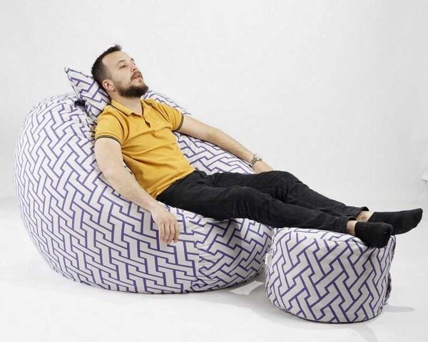 Set Fotoliu King Size cu Otoman (suport picioare) si Perna, Material Textil - Zappity Purple