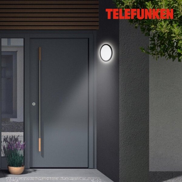 Telefunken 313405TF - Aplica de perete LED pentru exterior, 15 W, 230 V, IP44, negru