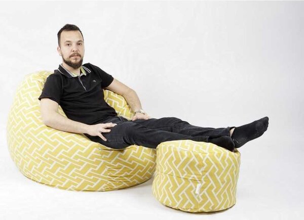 Set Fotoliu Matusalem cu Otoman (suport picioare), Material Textil - Zippity Yellow