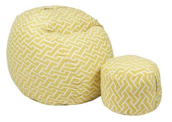 Set Fotoliu Matusalem cu Otoman (suport picioare), Material Textil - Zippity Yellow