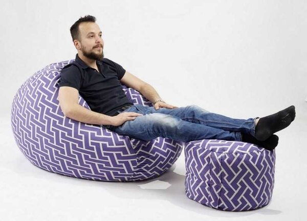 Set Fotoliu Matusalem cu Otoman (suport picioare), Material Textil - Zippity Purple