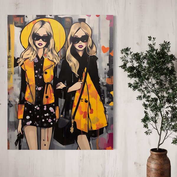Tablou Canvas Premium LuxCanva® A1543, 2Power Girl , Room, Prietenie, Fete, Modele, Cumparaturi, Living, Culori Vibrante