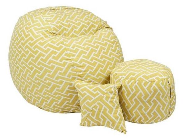 Set Fotoliu Matusalem cu Otoman (suport picioare) si Perna, Material Textil - Zippity Yellow