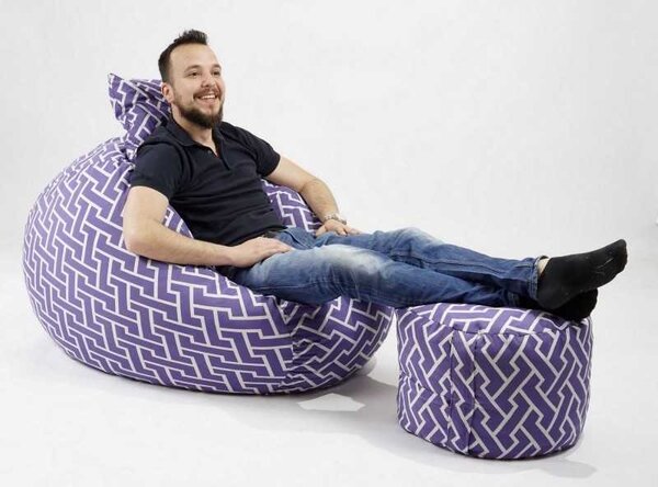 Set Fotoliu Matusalem cu Otoman (suport picioare) si Perna, Material Textil - Zippity Purple