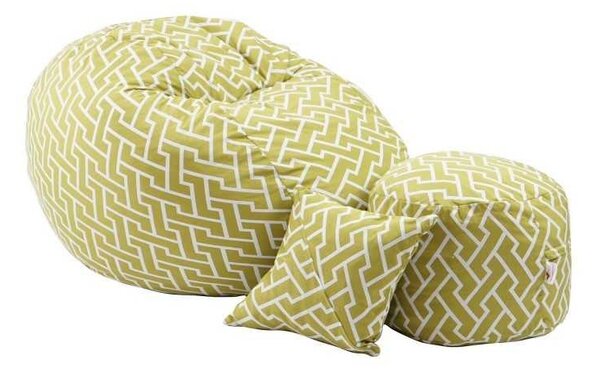 Set Fotoliu Matusalem cu Otoman (suport picioare) si Perna, Material Textil - Zippity Green