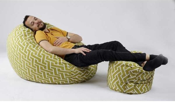 Set Fotoliu Matusalem cu Otoman (suport picioare), Material Textil - Zippity Green