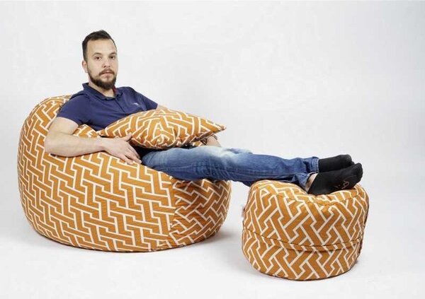 Set Fotoliu Matusalem cu Otoman (suport picioare) si Perna, Material Textil - Zippity Orange