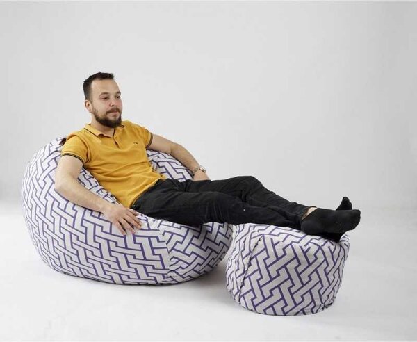 Set Fotoliu Matusalem cu Otoman (suport picioare), Material Textil - Zappity Purple