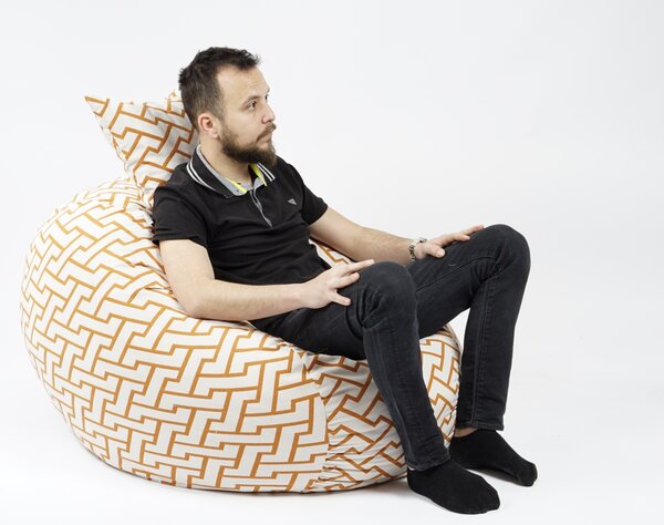 Set Fotoliu Matusalem cu Otoman (suport picioare) si Perna, Material Textil - Zappity Orange