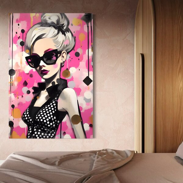 Tablou Canvas Premium LuxCanva® A1549, Black Glass , Decorativ, Dressing, Fata, Cool, Model, Living, Culori Vibrante