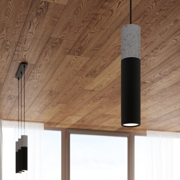 Sollux SL.0650 - Lustr BORGIO 1xGU10/40W/230V beton/metal negru