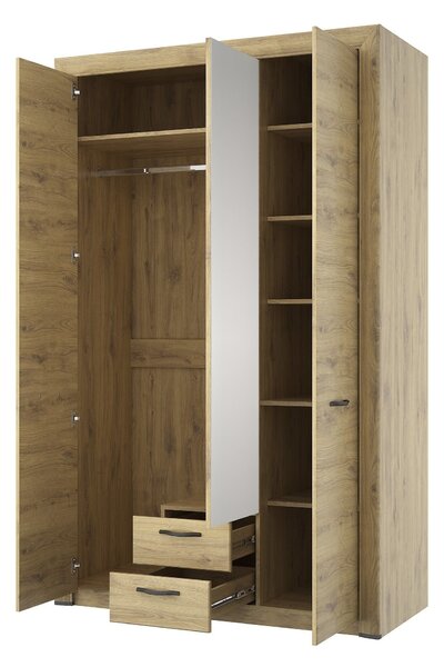 Dulap SAPORI, stejar navarra, PAL laminat, 3 usi si 2 sertare, 136x60x217 cm