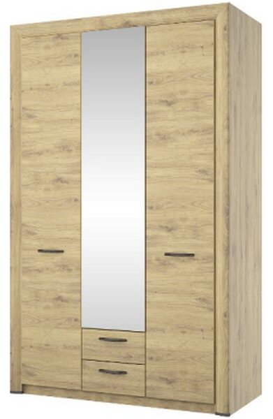 Dulap SAPORI, stejar navarra, PAL laminat, 3 usi si 2 sertare, 136x60x217 cm