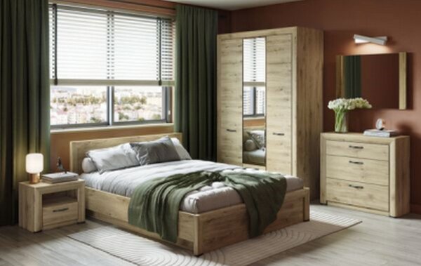 Dulap SAPORI, stejar navarra, PAL laminat, 3 usi si 2 sertare, 136x60x217 cm