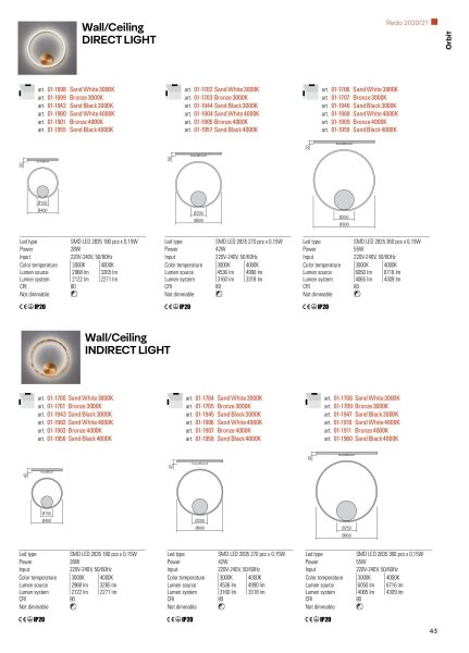Redo 01-1701 - Aplică perete LED ORBIT LED/28W/230V bronz