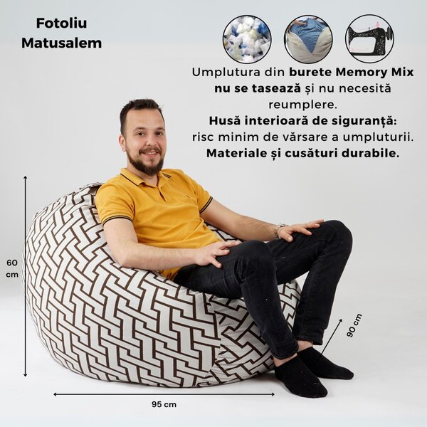 Set Fotoliu Matusalem cu Otoman (suport picioare) si Perna, Material Textil - Before Dawn