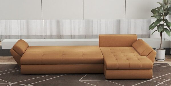 Colțar extensibil dumonde cu ladă de depozitare Loana XL Enjoy Mango 335x185 cm
