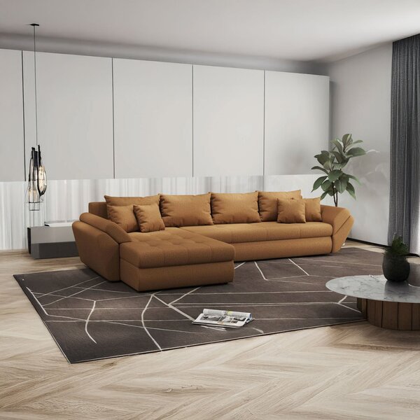 Colțar extensibil dumonde cu ladă de depozitare Loana XL Enjoy Mango 335x185 cm