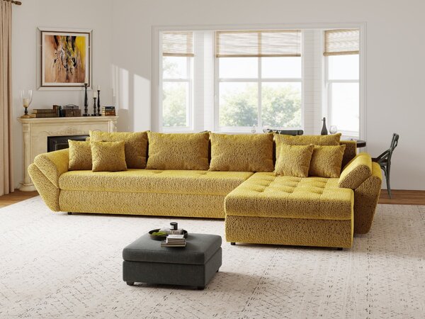 Colțar extensibil dumonde cu ladă de depozitare Loana XL Jaguar Galben Mustar II 335x185 cm