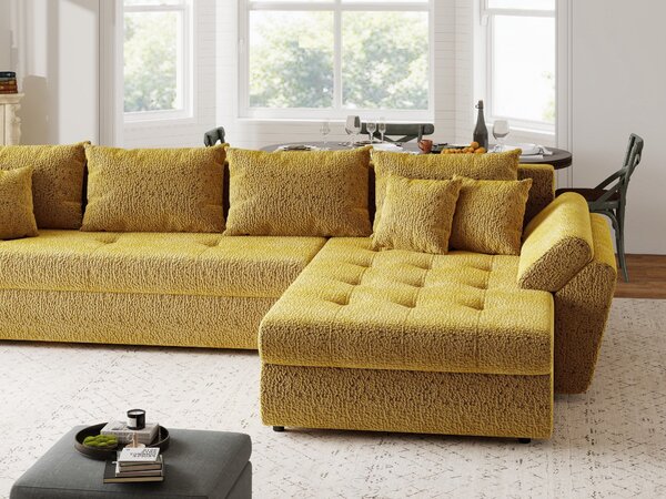 Colțar extensibil dumonde cu ladă de depozitare Loana XL Jaguar Galben Mustar II 335x185 cm