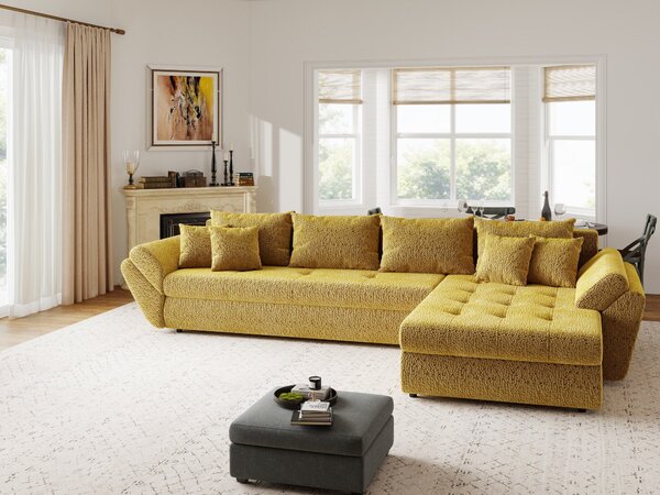 Colțar extensibil dumonde cu ladă de depozitare Loana XL Jaguar Galben Mustar II 335x185 cm