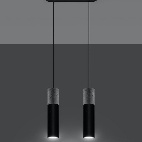 Sollux SL.0651 - Lustr BORGIO 2xGU10/40W/230V beton/metal negru