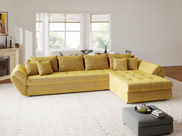Colțar extensibil dumonde cu ladă de depozitare Loana XL Jaguar Galben Mustar II 335x185 cm