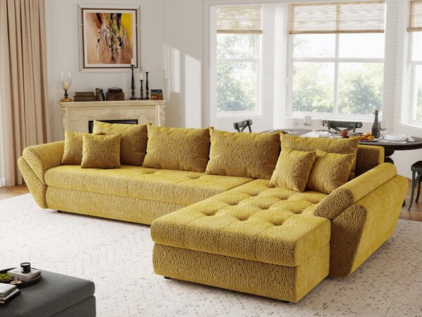 Colțar extensibil dumonde cu ladă de depozitare Loana XL Jaguar Galben Mustar II 335x185 cm