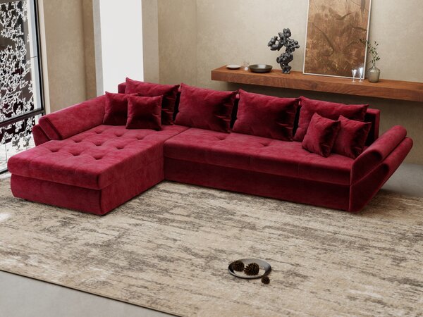 Colțar extensibil dumonde cu ladă de depozitare Loana XL Monolith Rosu 335x185 cm