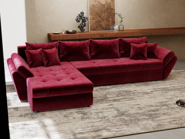 Colțar extensibil dumonde cu ladă de depozitare Loana XL Monolith Rosu 335x185 cm