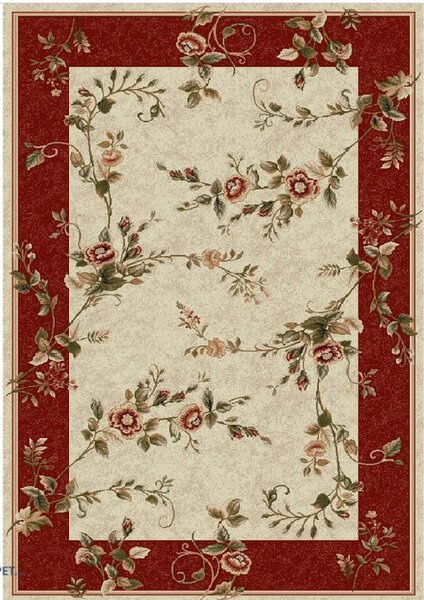 Covor Clasic Sufragerie, Model Lotos 1517 120, Crem Rosu Dreptunghi, 200x300