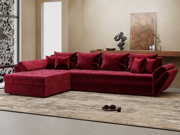 Colțar extensibil dumonde cu ladă de depozitare Loana XL Monolith Rosu 335x185 cm
