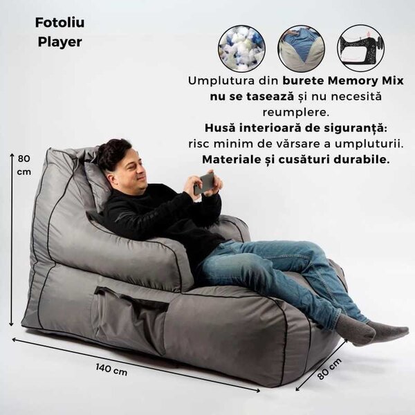 Fotoliu Player Pufrelax, Material Impermeabil - Verde