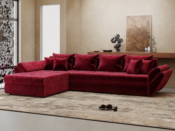 Colțar extensibil dumonde cu ladă de depozitare Loana XL Monolith Rosu 335x185 cm