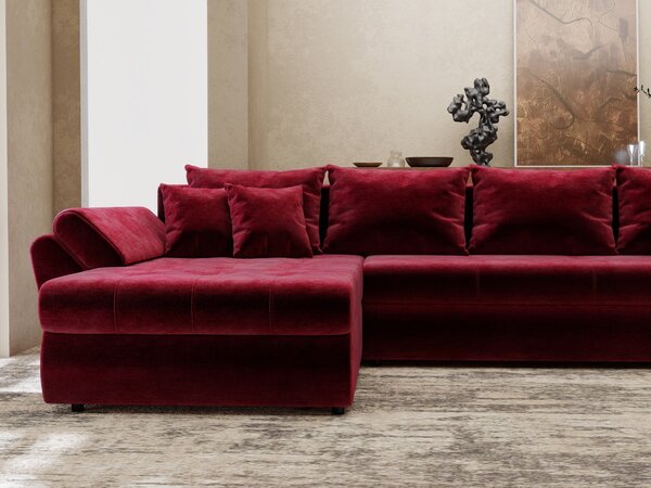 Colțar extensibil dumonde cu ladă de depozitare Loana XL Monolith Rosu 335x185 cm
