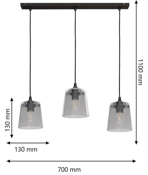 Lustră pe cablu LUCEA 3xE27/15W/230V