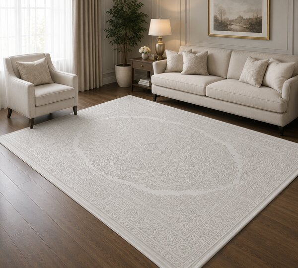 Covor Sufragerie Dormitor, Model Itea 42015 100, Alb 80x150