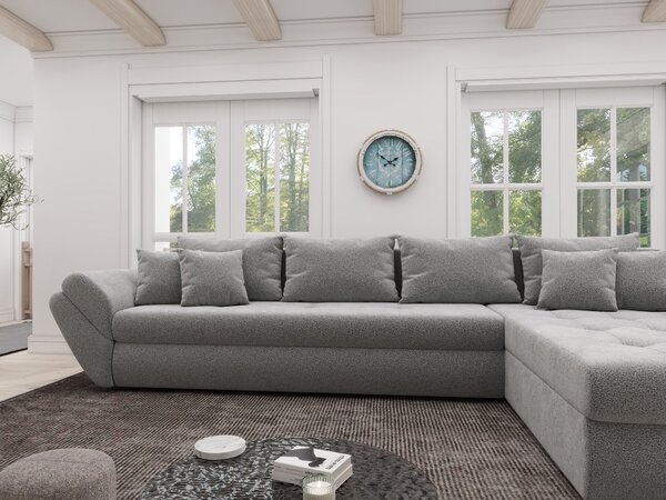 Colțar extensibil dumonde cu ladă de depozitare si sezut confortabil din spuma high-density, Loana XL Quelle Gri 83 II 335x185 cm