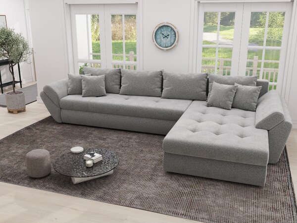 Colțar extensibil dumonde cu ladă de depozitare si sezut confortabil din spuma high-density, Loana XL Quelle Gri 83 II 335x185 cm