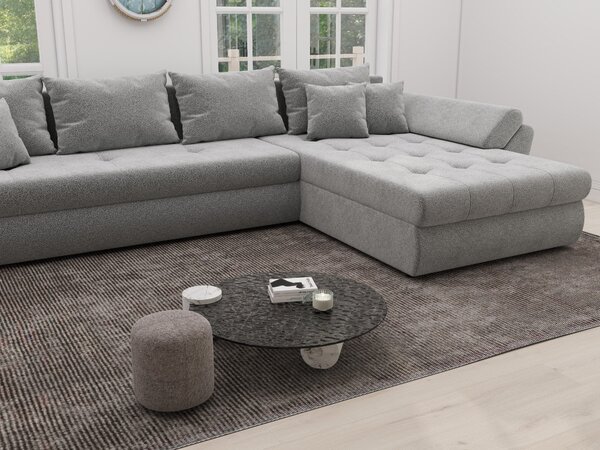 Colțar extensibil dumonde cu ladă de depozitare si sezut confortabil din spuma high-density, Loana XL Quelle Gri 83 II 335x185 cm