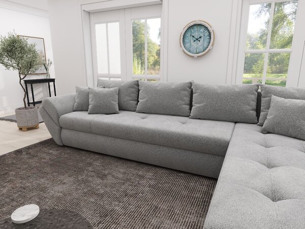 Colțar extensibil dumonde cu ladă de depozitare si sezut confortabil din spuma high-density, Loana XL Quelle Gri 83 II 335x185 cm