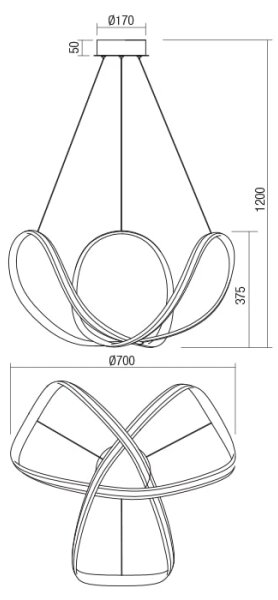 Lustră LED pe cablu Redo 01-1784 pe cablu NUCLEO LED/55W/230V alb