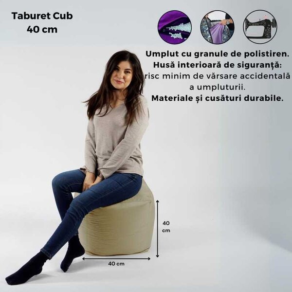 Taburet Cub, Material Impermeabil - Verde