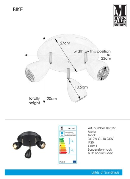 Markslöjd 107337 - Lampă spot BIKE 3xGU10/12W/230V