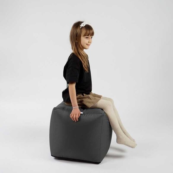 Taburet Cub, Material Impermeabil - Gri inchis