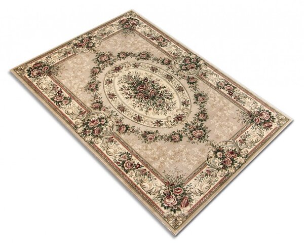 Covor Clasic Sufragerie, Model Lotos 1529 110, Bej Dreptunghi, 80x200