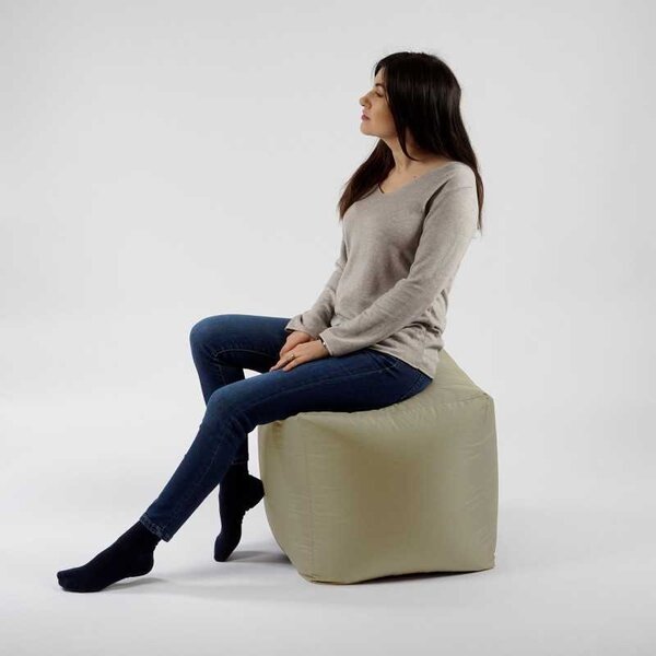 Taburet Cub XL, Material Impermeabil - Bej