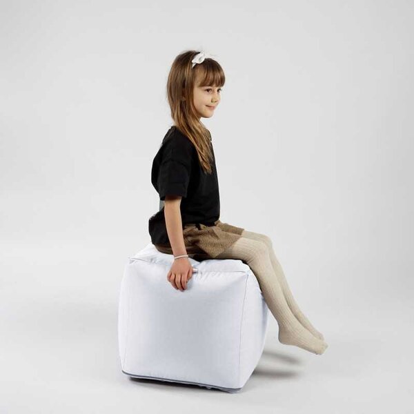 Taburet Cub, Material Impermeabil - Alb