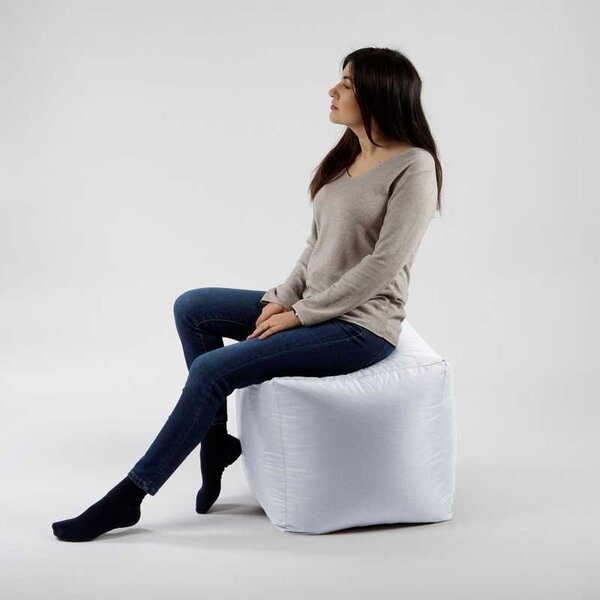 Taburet Cub XL, Material Impermeabil - Alb