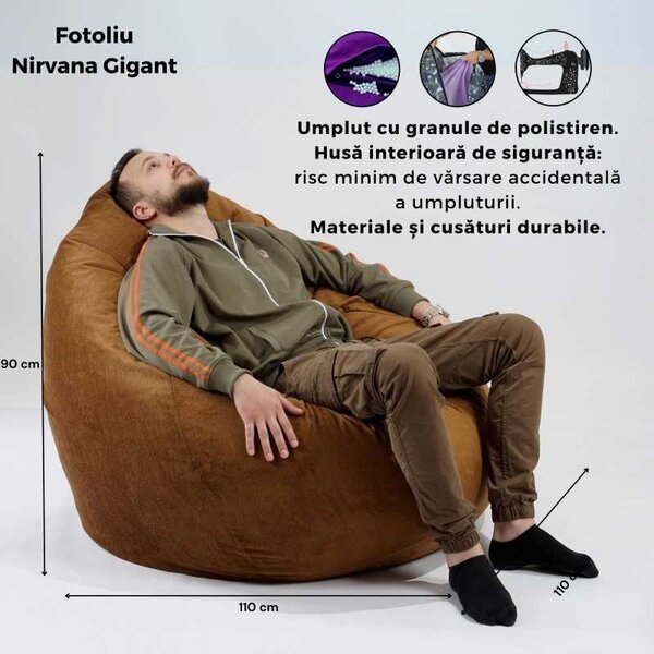 Fotoliu Nirvana Gigant, Material Impermeabil - Verde Tuborg